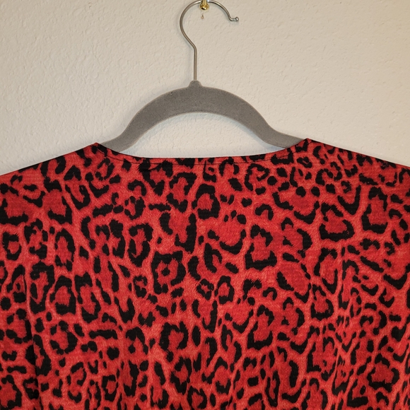 MICHAEL Michael Kors Animal Print Red Ruffled Long Sleeve Dress Size 2X - Picture 5 of 8